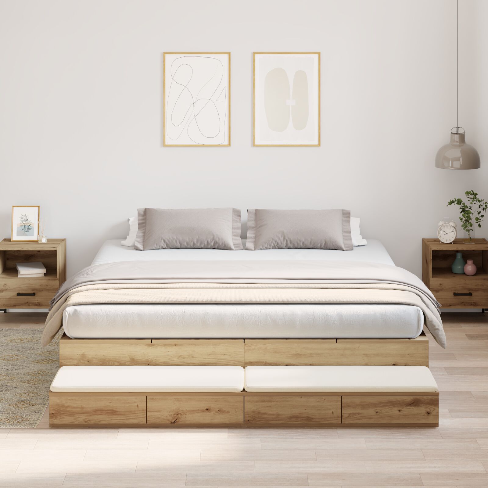 Krevet s pohranom Artisan hrast 200x200 cm