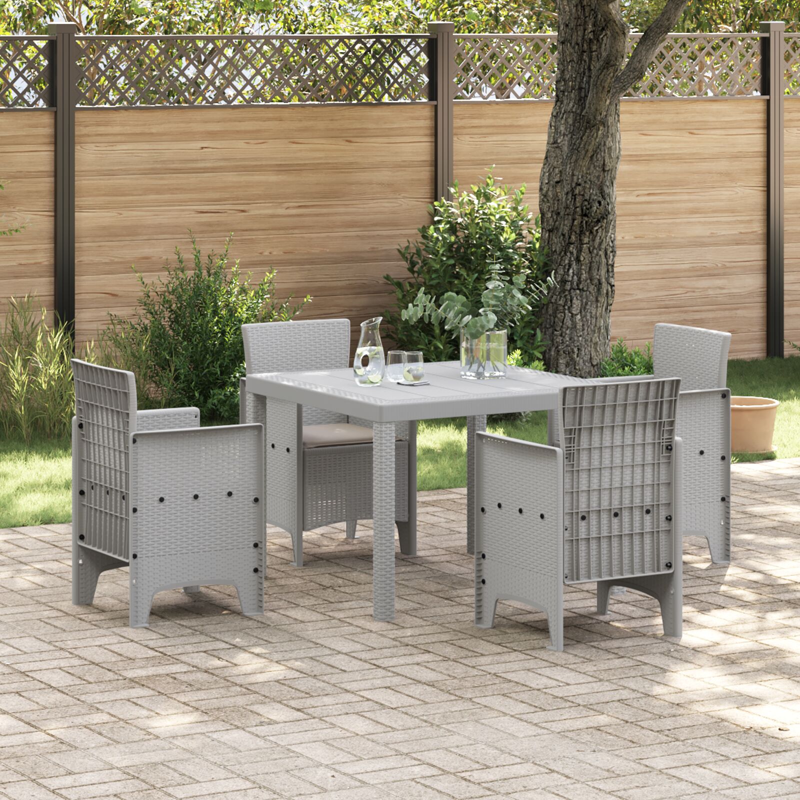 vidaXL 5 dijelni vrtni set s jastučićima svijetlosivi Poly Rattan