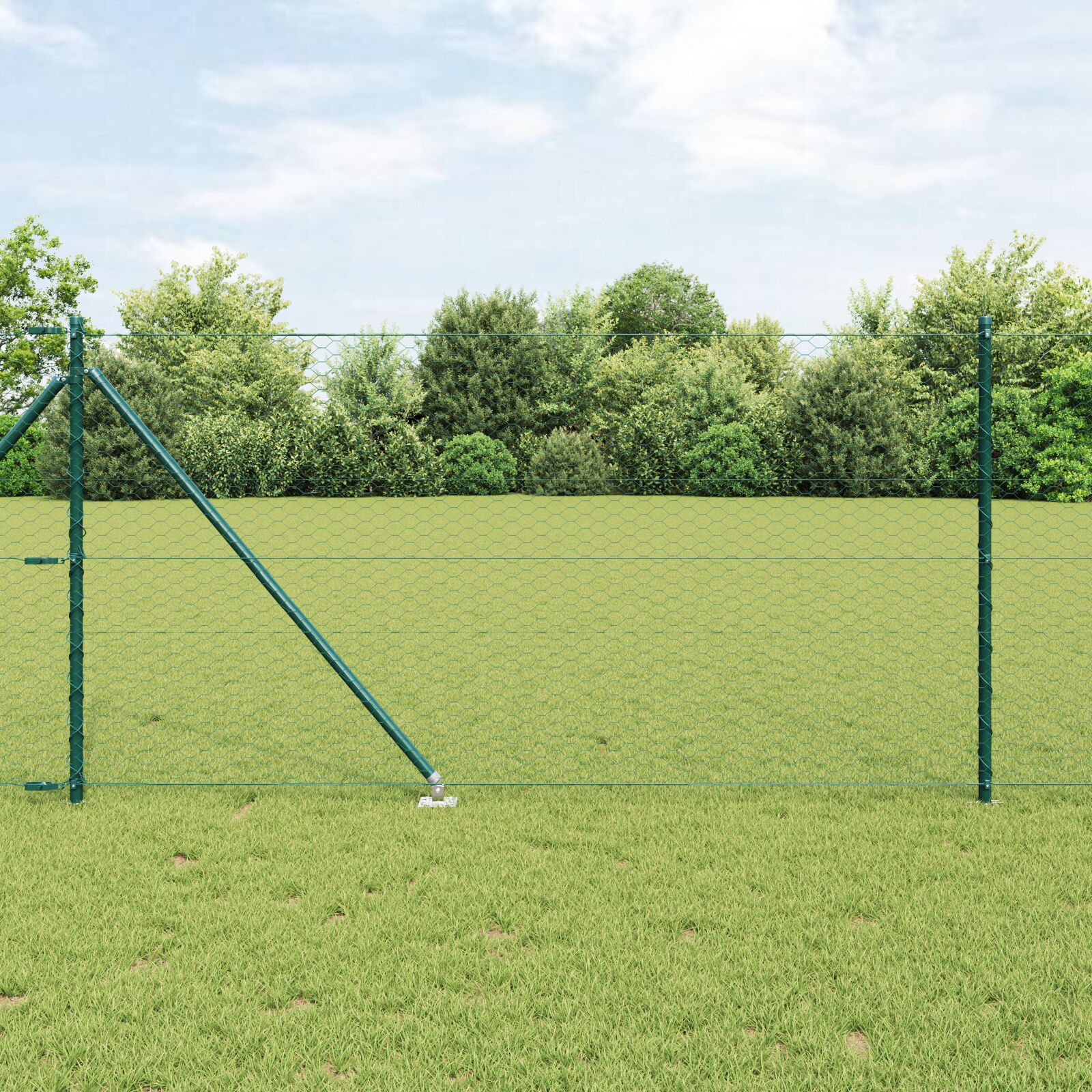 Hexagonhegn Grøn 1x100 m Stål, vidaXL Hegnspidser med spyd 13 stk Ø32 mm 120 cm Galvaniseret stål