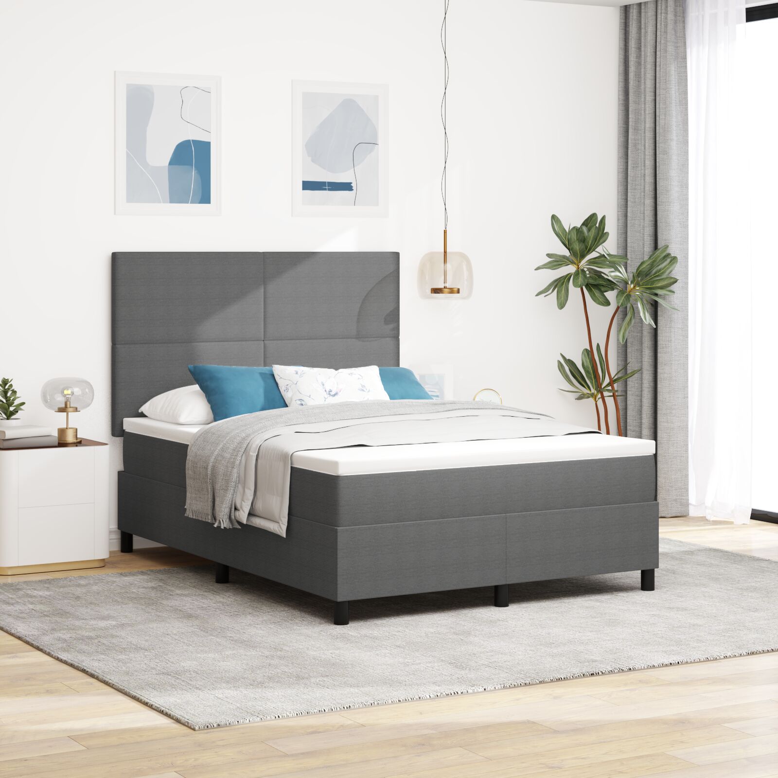 Box Spring Krevet s Madracem Lagano Sivi 140x200 cm Tkanina od kovaljura