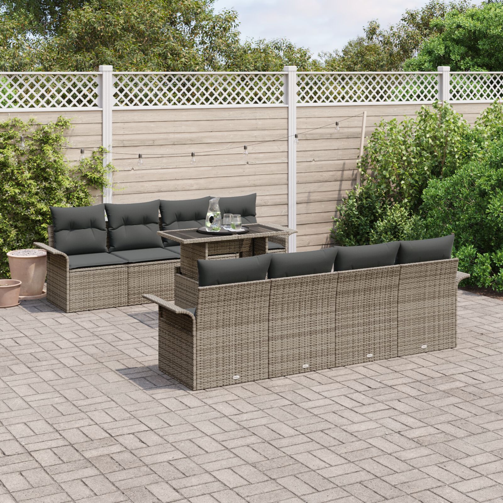 vidaXL 9-dijelni vrtni sofa set s jastučićima siva poli ratan