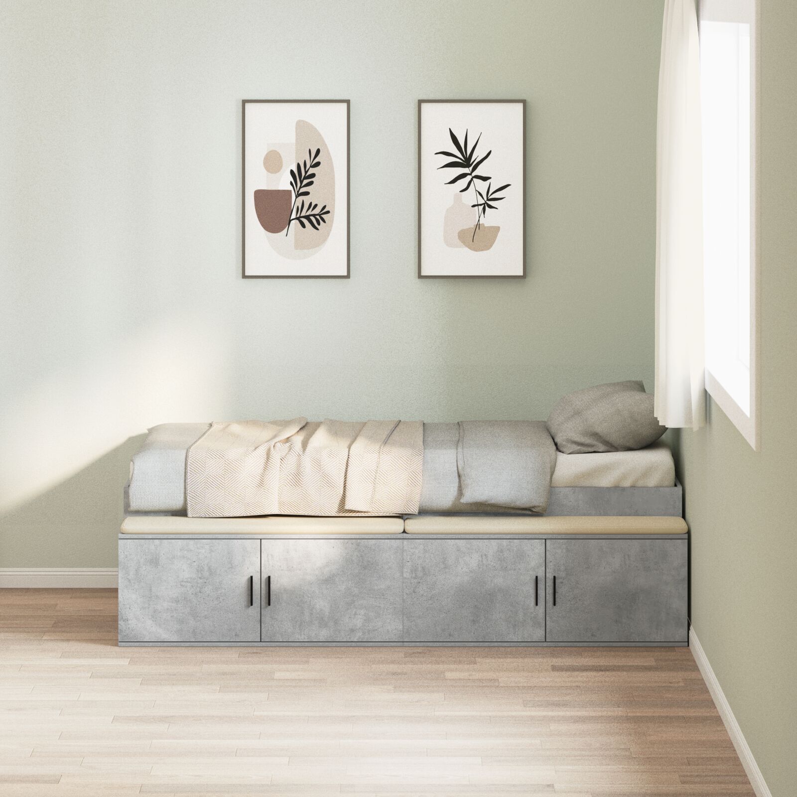 okvir kreveta za skladište betonski sivi 100x200 cm