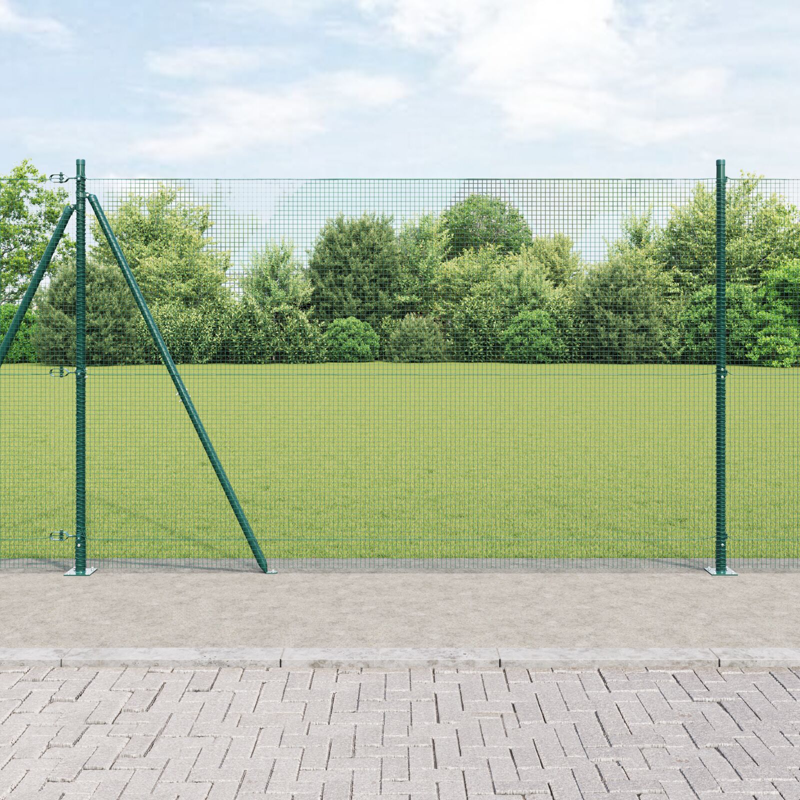 vidaXL Zavarena žičana ograda s 13 postolja u obliku flanged Zelena 1.4x50 m Čelik