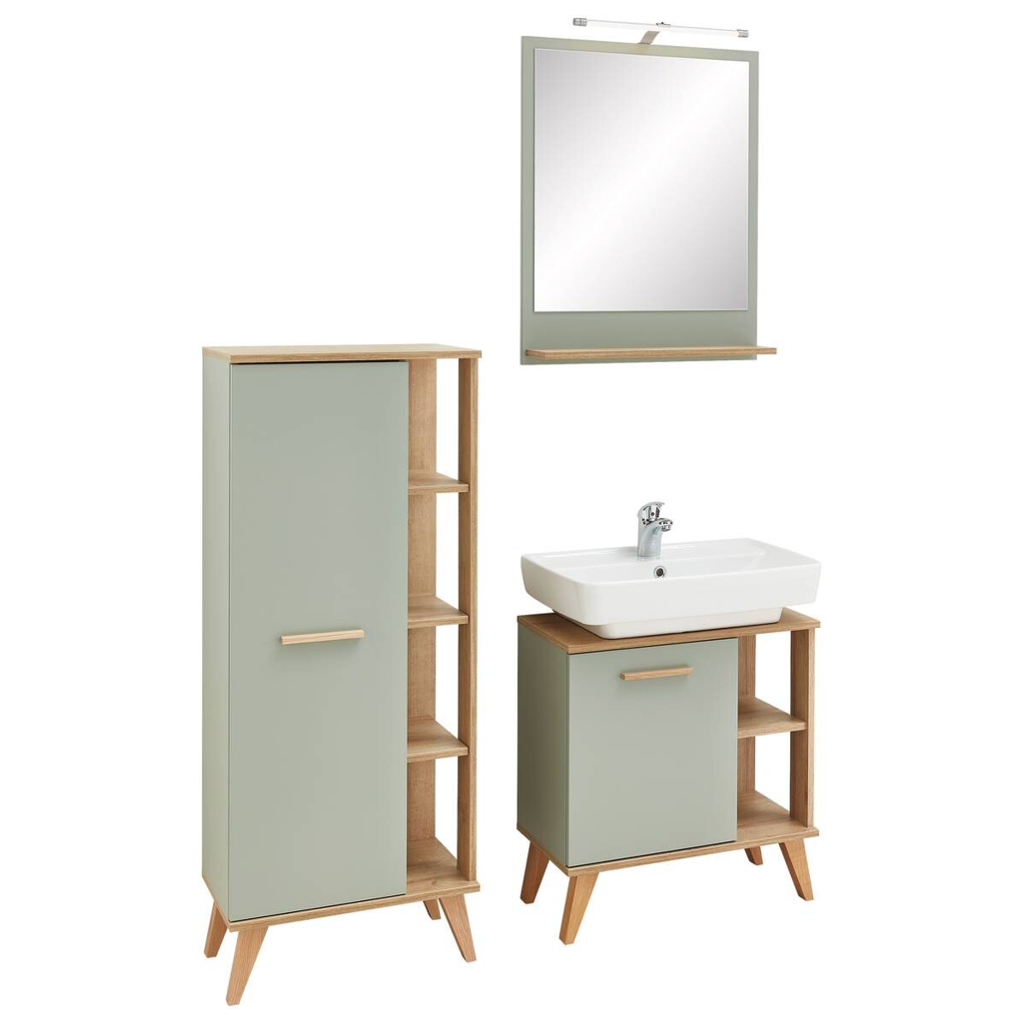Badezimmer-Set Quickset 963 salbei Nachbildung Eiche Riviera Nachbildung B/H/T: ca. 111x200x33 cm