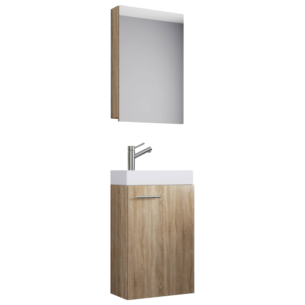 Waschplatz 3tlg-Slito Eiche Sonoma Nachbildung weiß B/H/T: ca. 41x130x22 cm