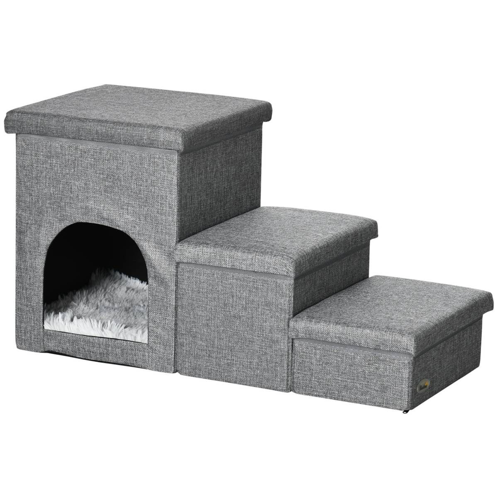 PawHut Katzentreppe grau Polyester B/H/L: ca. 33x40,5x73,5 cm