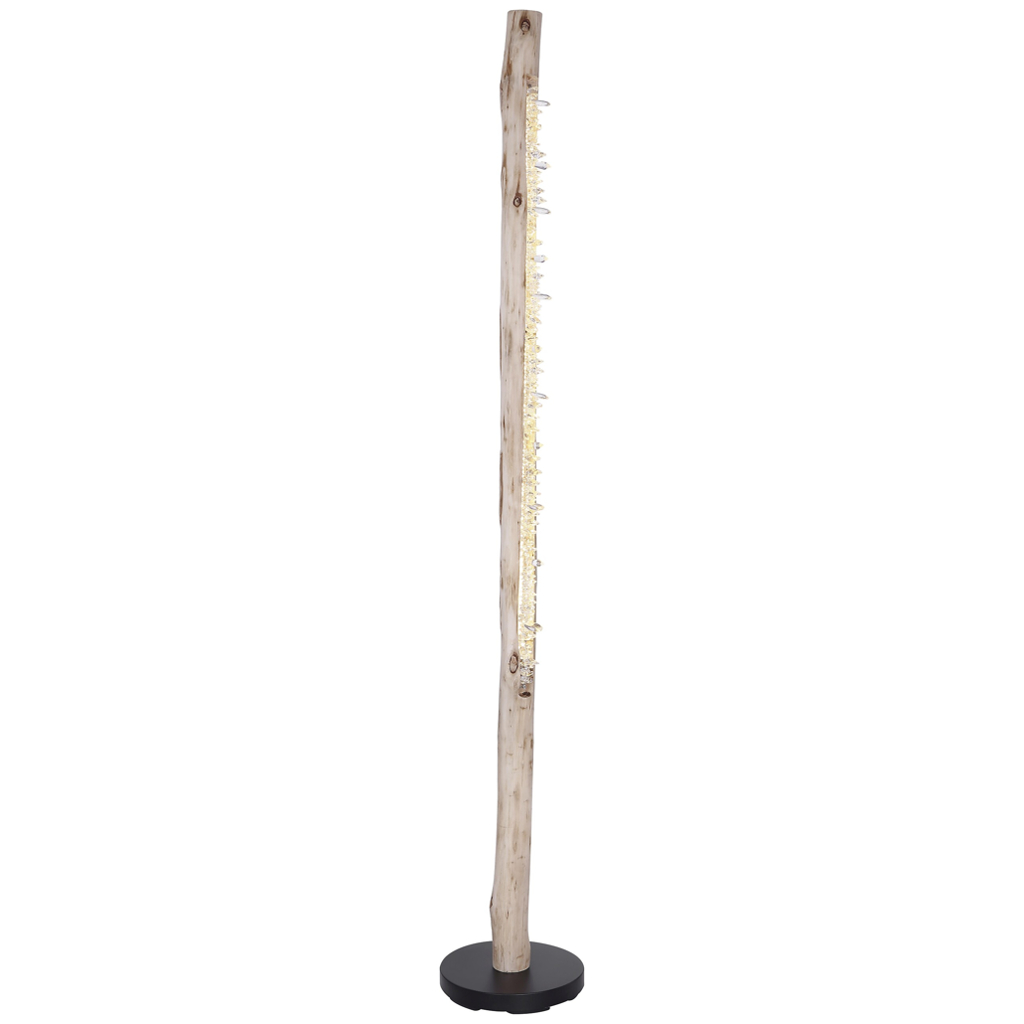 GLOBO Stehlampe Felicitas schwarz klar Holz Metall Acryl H/D: ca. 151x23 cm