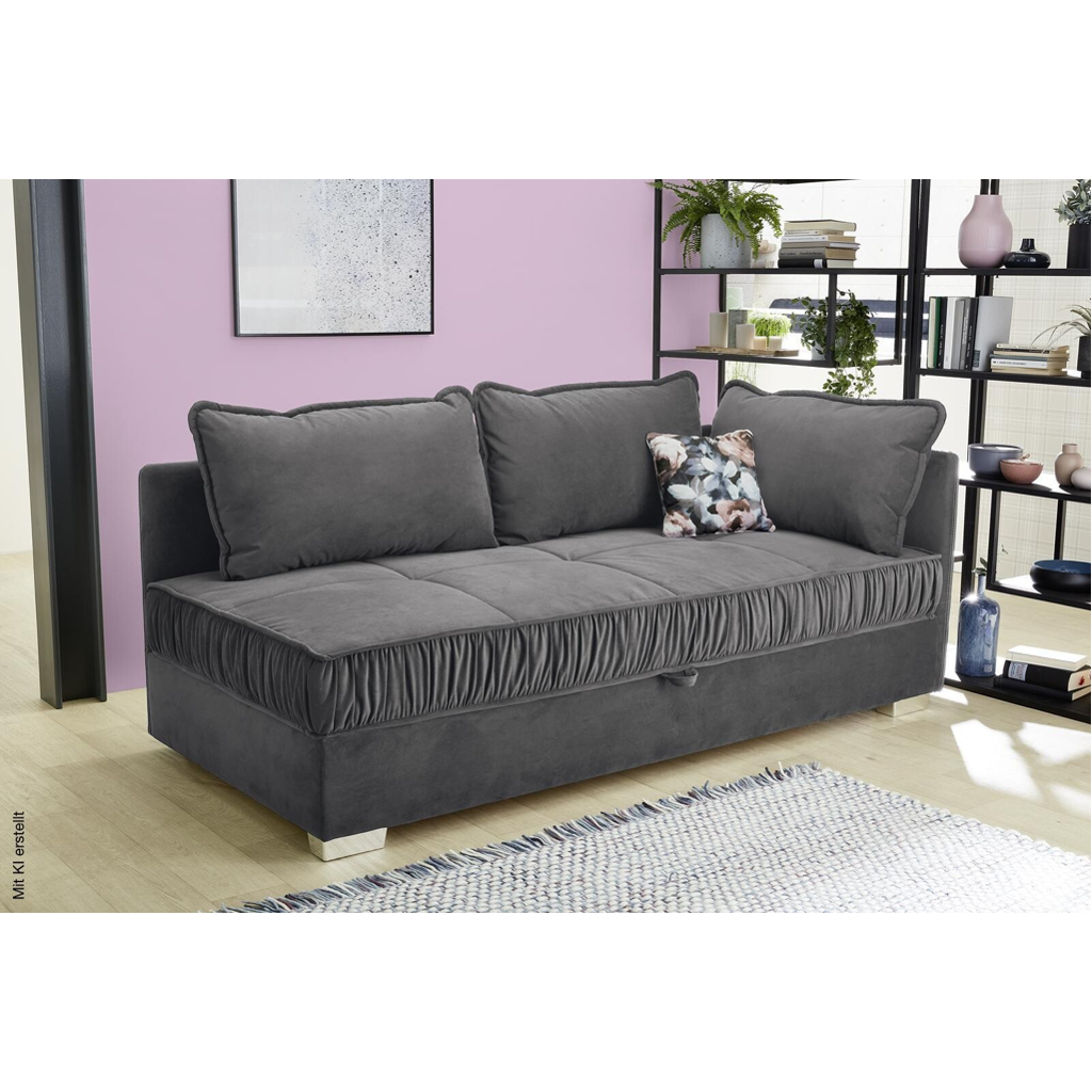 Polsterliege grau Microfaser B/H/T: ca. 207x87x98 cm