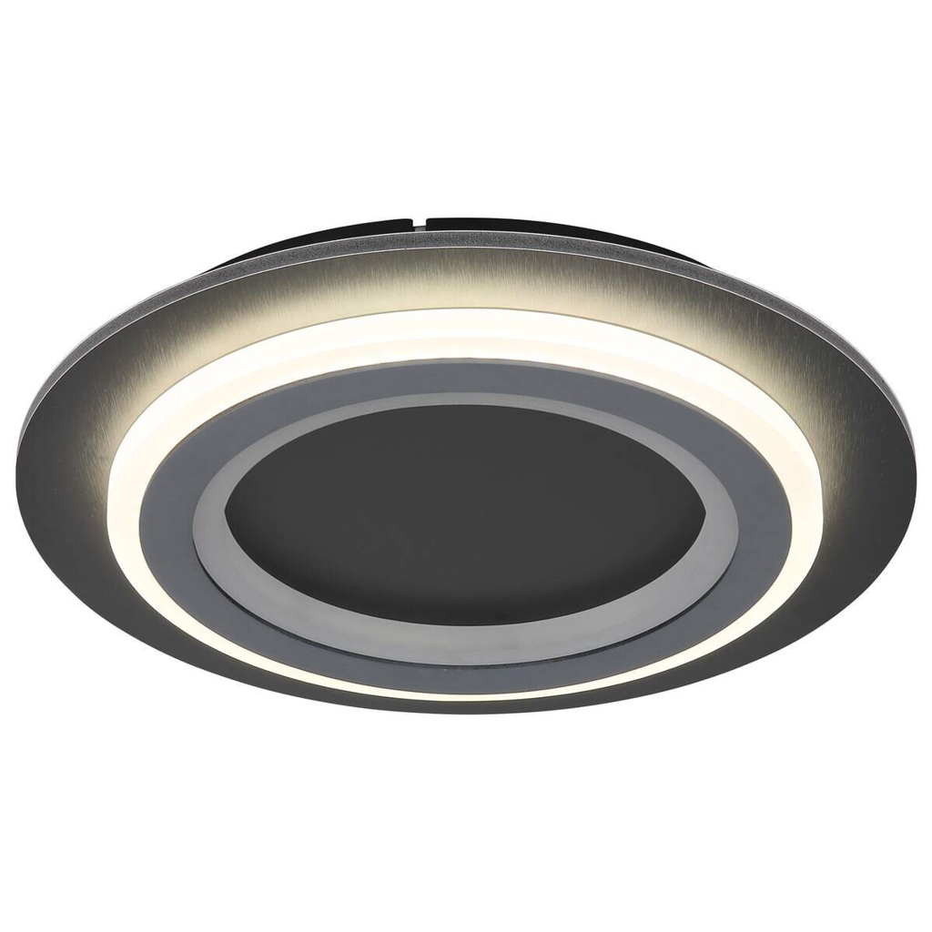 GLOBO LED-Deckenleuchte mattschwarz Opal grau Metall Kunststoff Acryl H/D: ca. 5,5x34 cm 1 Brennstellen