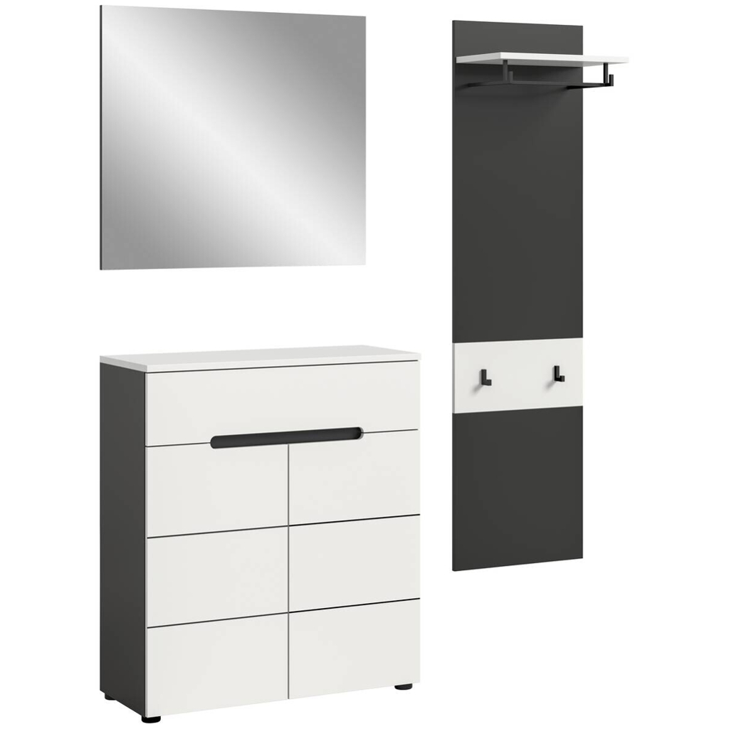 Garderobe Canu basaltgrau Nachbildung weiß B/H/T: ca. 140x190x37 cm