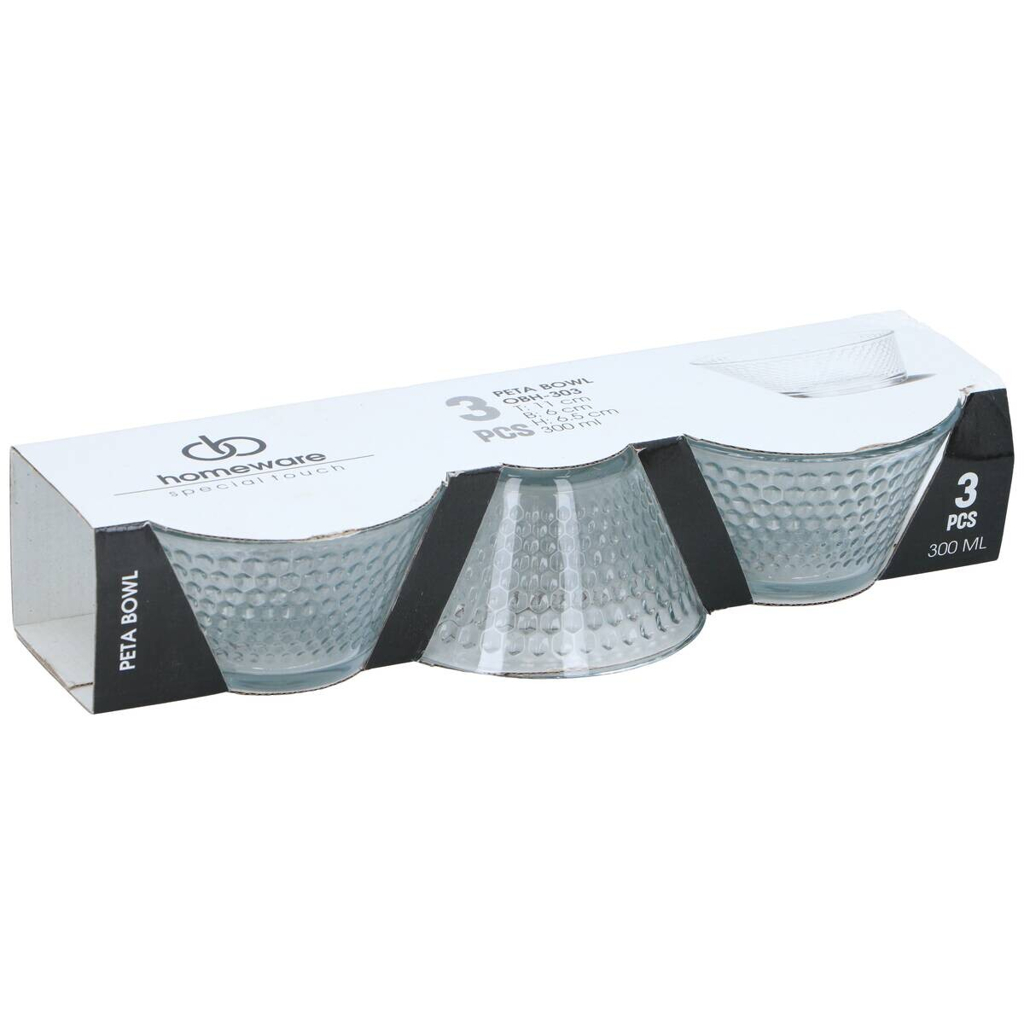 Schüssel-Set transparent Glas 3 tlg.
