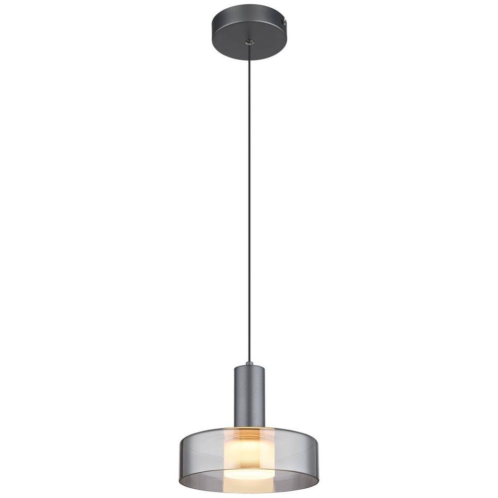GLOBO Pendelleuchte grau Metall Glas Aluminium H/D: ca. 150x22 cm 1 Brennstellen