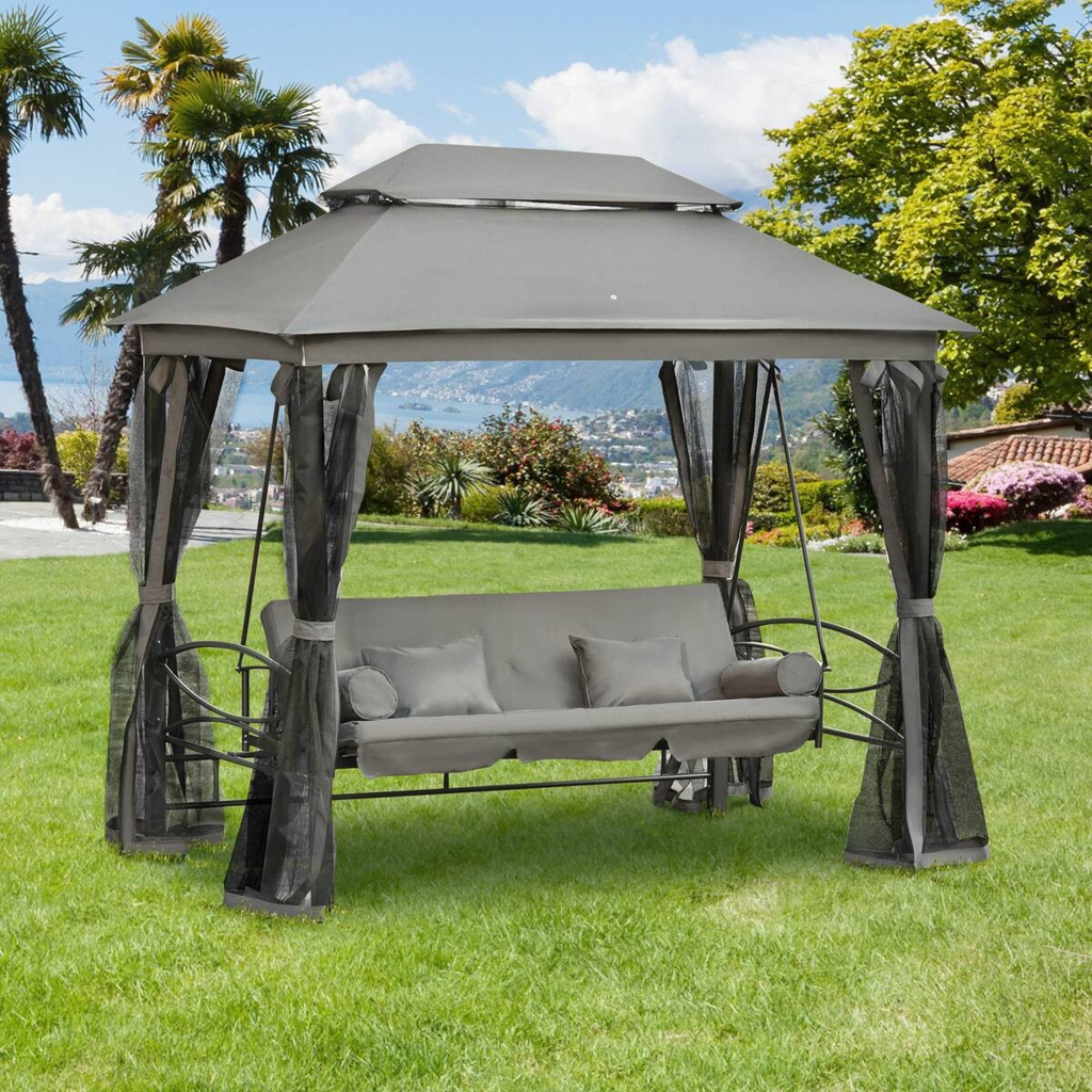 Outsunny Hollywoodschaukel grau Stahl B/H/L: ca. 172x248x256 cm