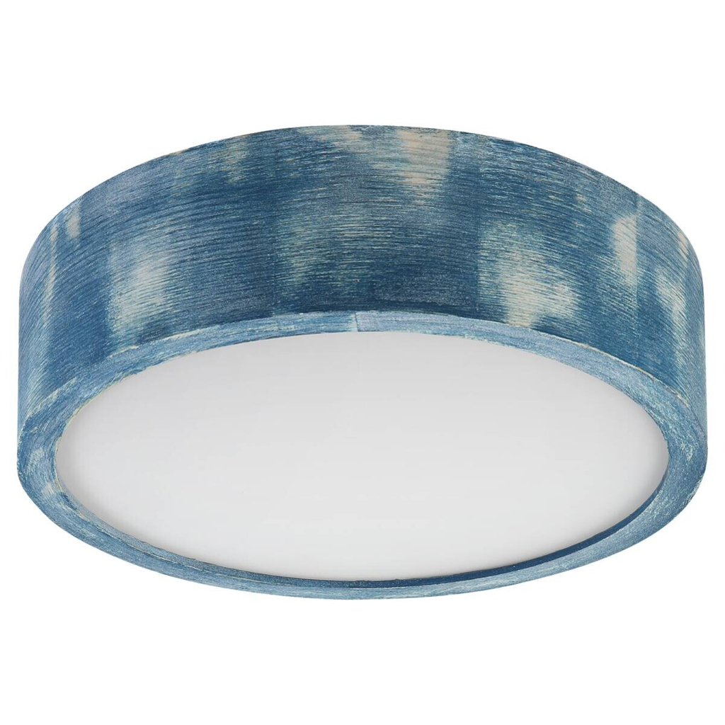 Lamkur Deckenleuchte hellbraun blau Glas Holz B/H/L: ca. 28x28x10 cm 1 Brennstellen