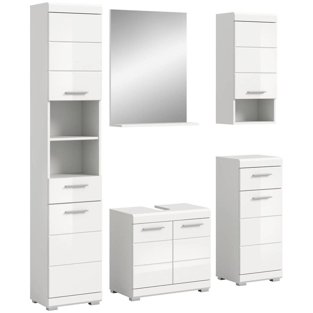 Badezimmer-Set Scout weiß weiß Hochglanz B/H/T: ca. 164x191x34 cm