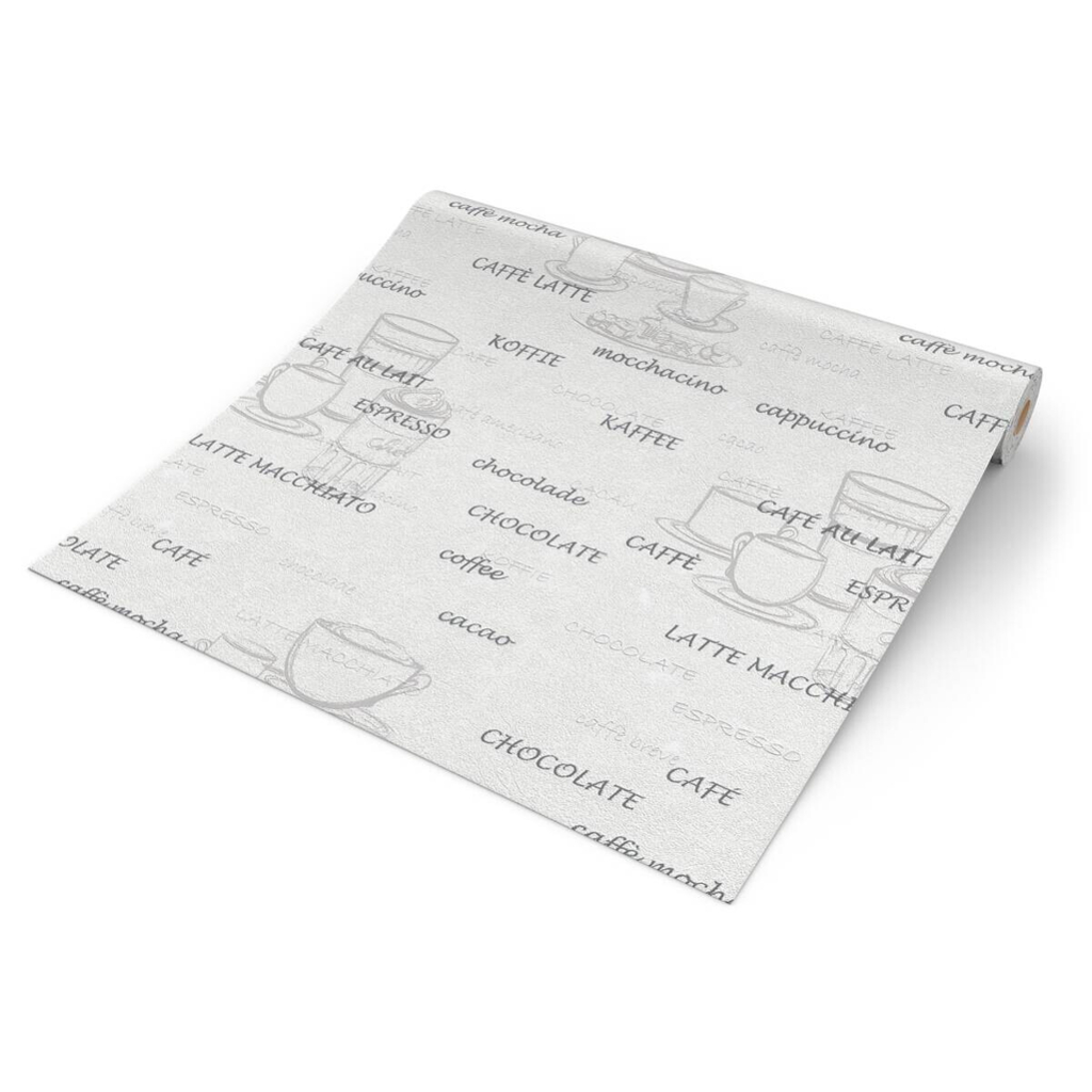 Vliestapete Kaffee weiß silber B/L: ca. 53x1005 cm
