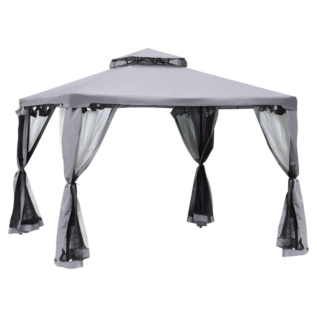 Outsunny Pavillon hellgrau Metall B/H/L: ca. 294x265x294 cm