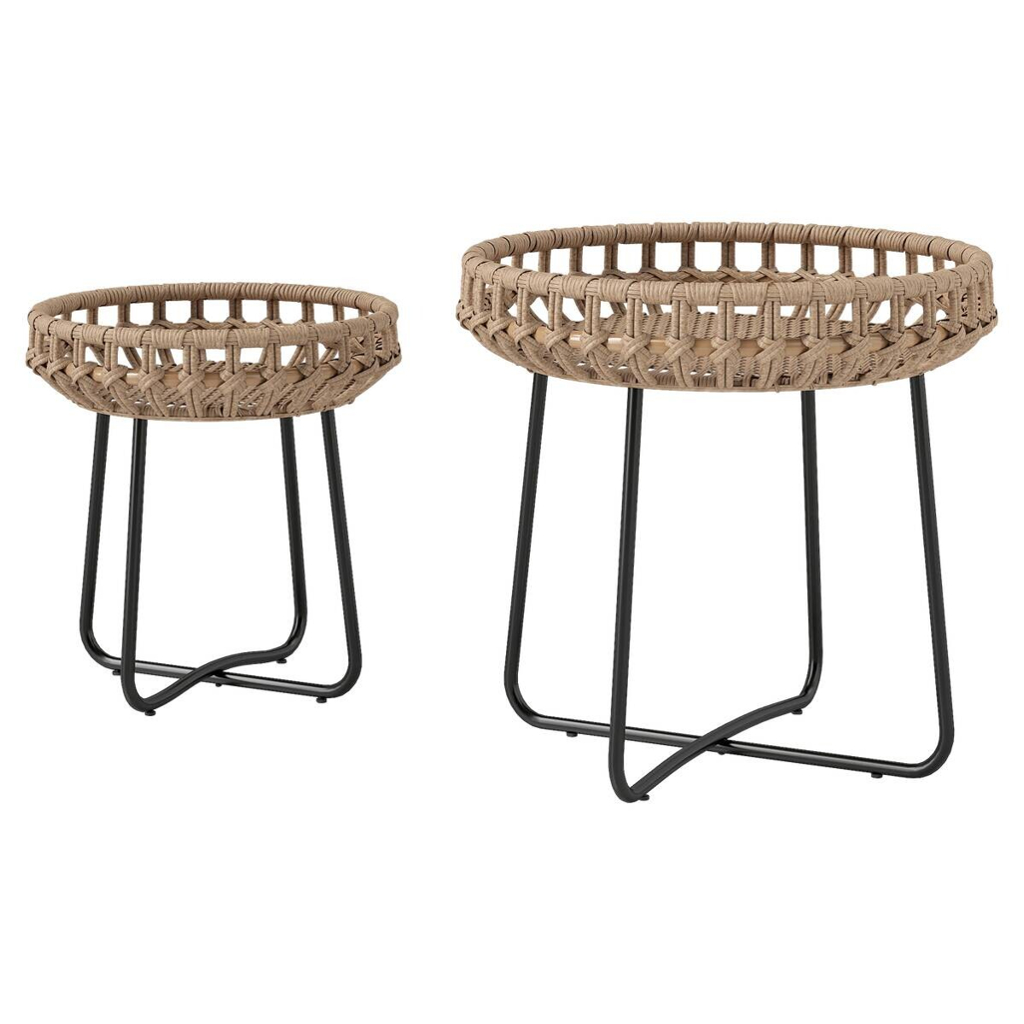 Outsunny Rattan-Beistelltisch braun Polyethylen B/H/L: ca. 56x55x56 cm