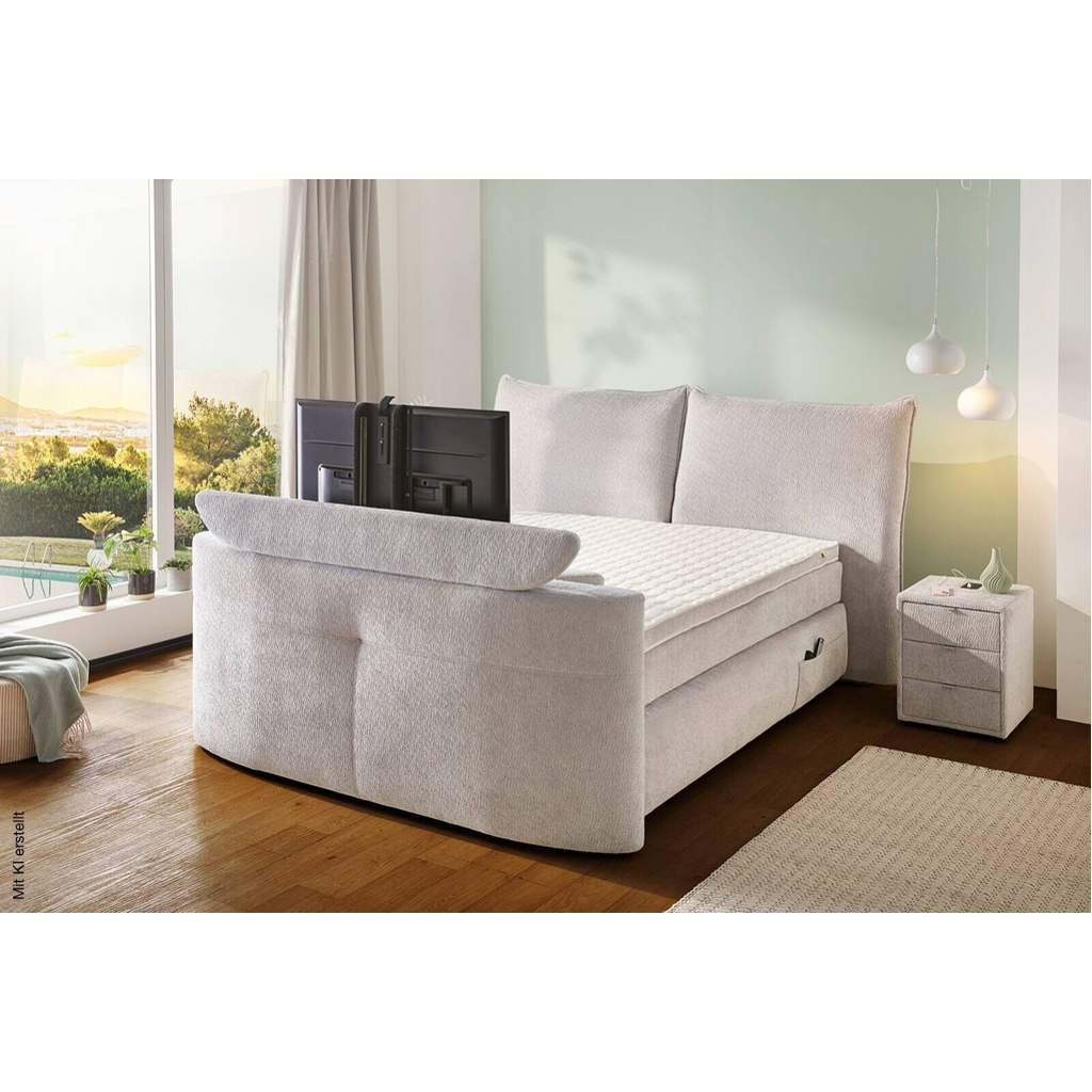 Boxspringbett hellgrau Liegefläche B/L: ca. 180x200 cm