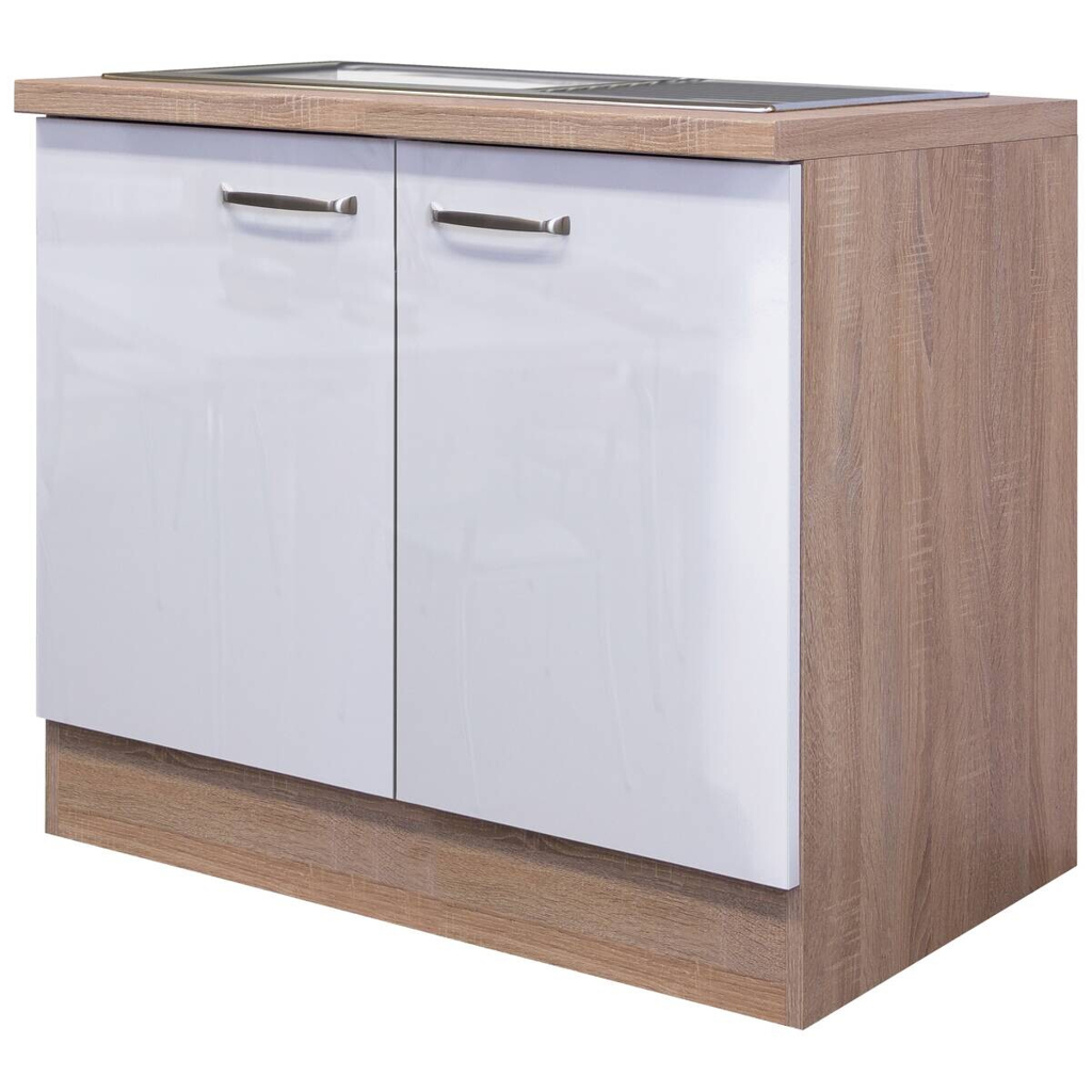 Spülenschrank Valero weiß Hochglanz B/H/T: ca. 100x86x60 cm