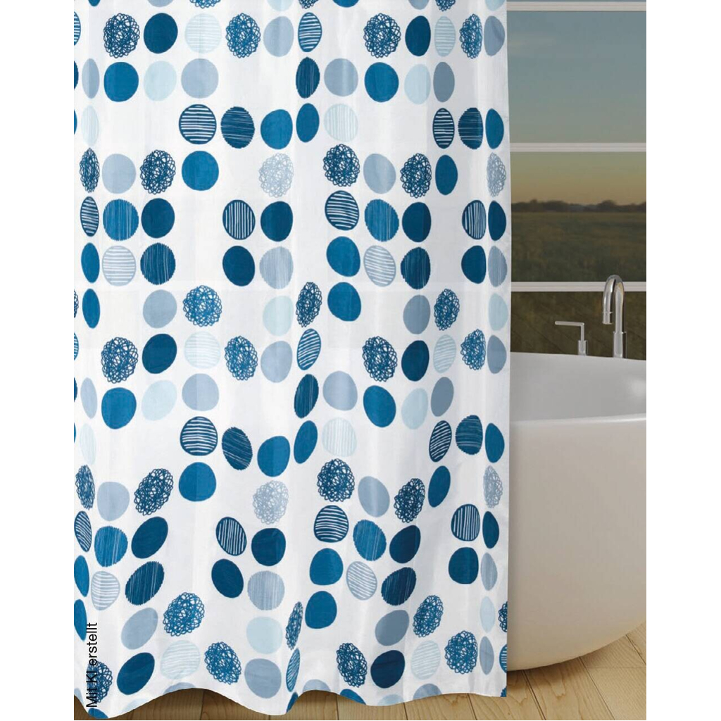 Acus Duschvorhang Round weiß blau Polyester B/L: ca. 180x200 cm