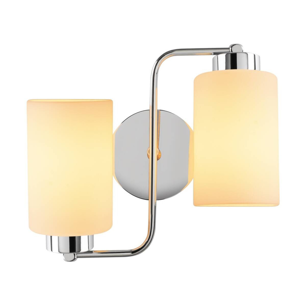 Opviq Wandleuchte silber Metall Glas B/H/L: ca. 32x28x32 cm E27 2 Brennstellen