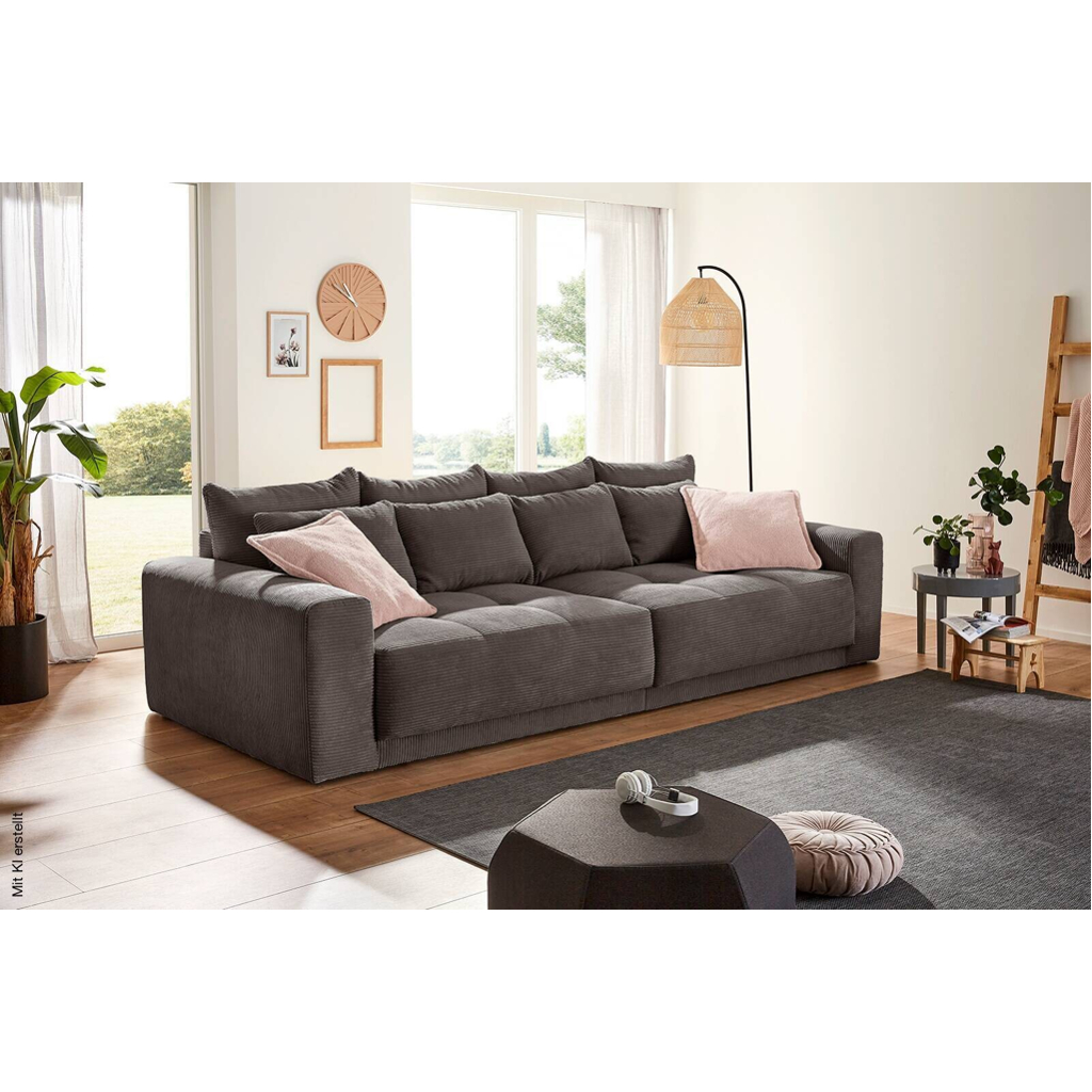Big Sofa grau Microfaser B/H/T: ca. 298x80x135 cm