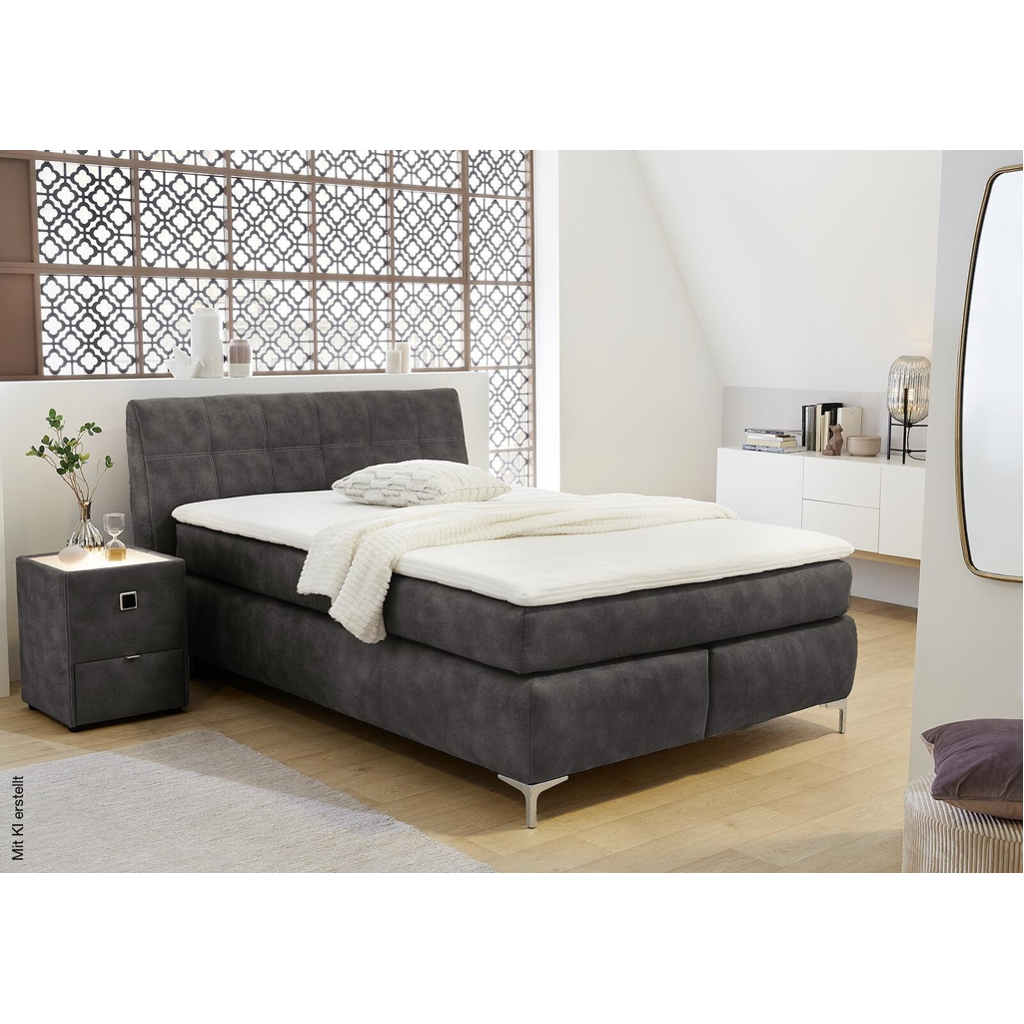 Boxspringbett hellgrau Liegefläche B/L: ca. 140x200 cm