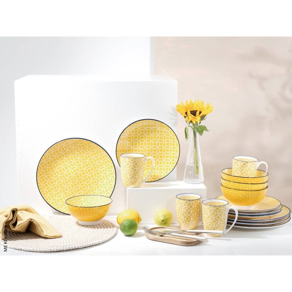 CreaTable Kombiservice Mediterran Curry gelb Steinzeug 16 tlg.