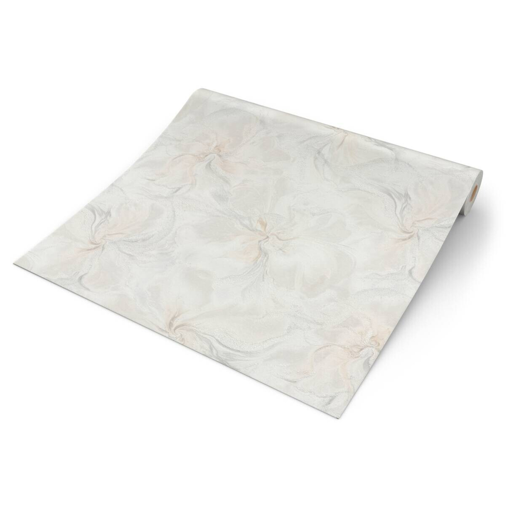 Vliestapete Blätter weiß beige grau B/L: ca. 53x1005 cm glitzernd