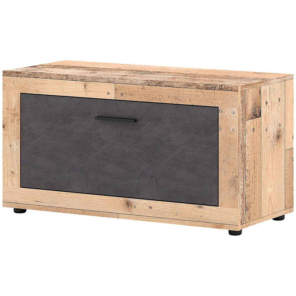 Schuhschrank LUNA 2 Eiche Matera Nachbildung Beton Optik B/H/T: ca. 88,9x48x40 cm