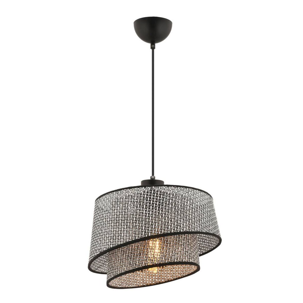 Opviq Pendelleuchte Barette grau Stoff Metall B/H/L: ca. 32x65x32 cm E27 1 Brennstellen