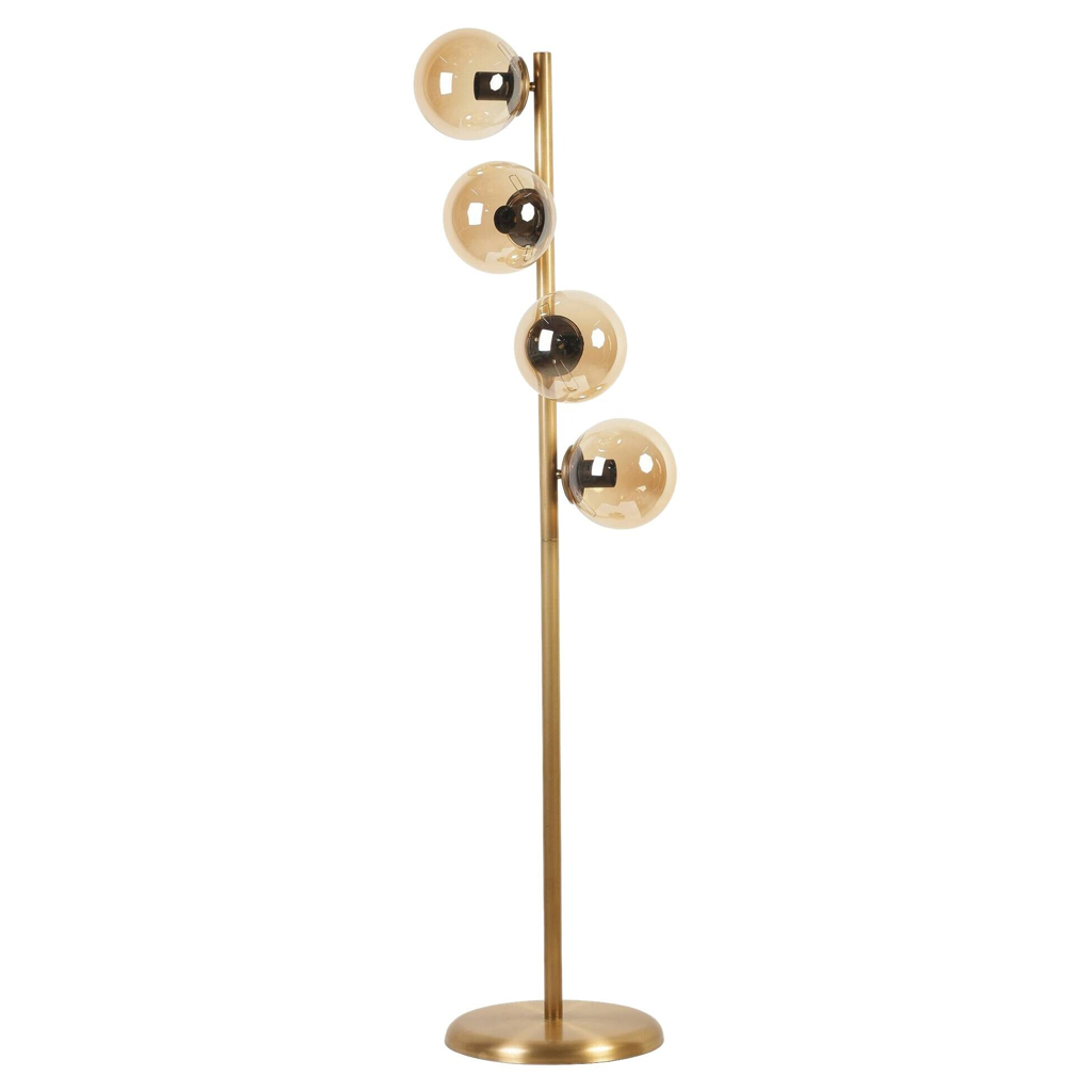 Opviq Stehlampe gold Metall Glas B/H/L: ca. 30x137x30 cm E27 4 Brennstellen