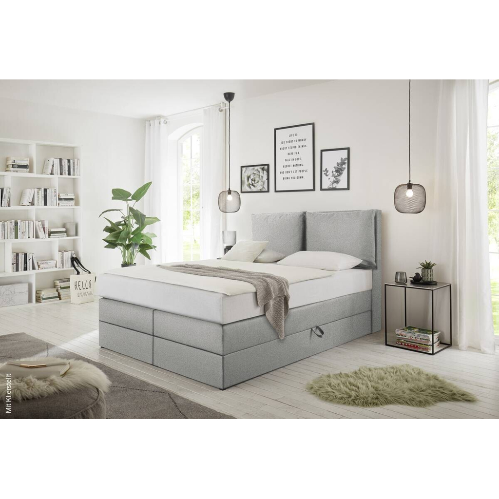 Boxspringbett Lissy hellgrau Liegefläche B/L: ca. 140x200 cm