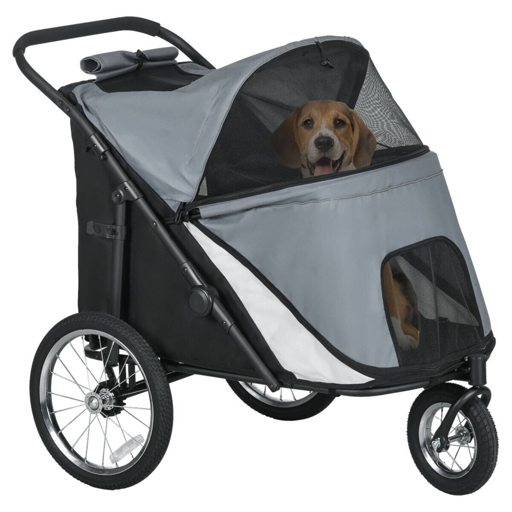 PawHut Hundebuggy grau Polyester-Mischgewebe B/H/L: ca. 70x97,5x111 cm