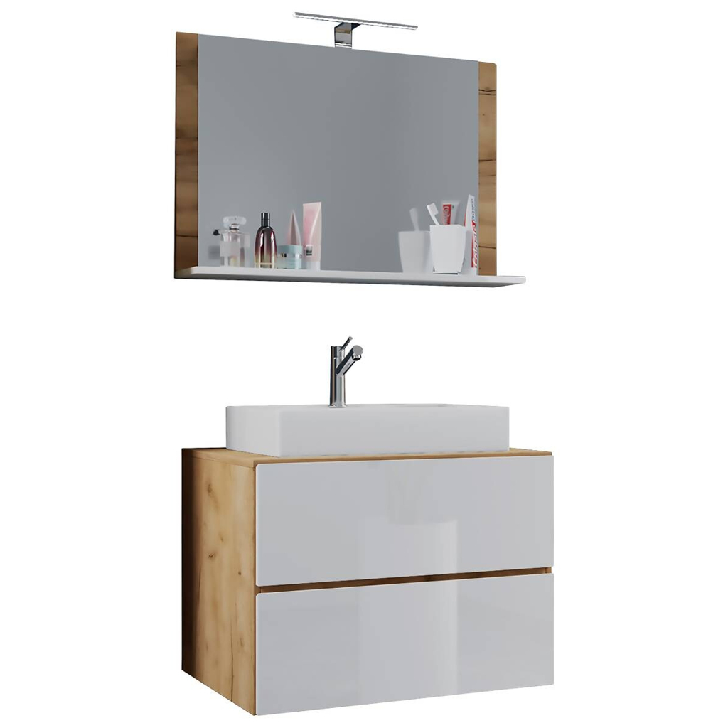 Waschplatz 3tlg-Lendas weiß Eiche Honig Nachbildung weiß B/H/T: ca. 80x52x52 cm