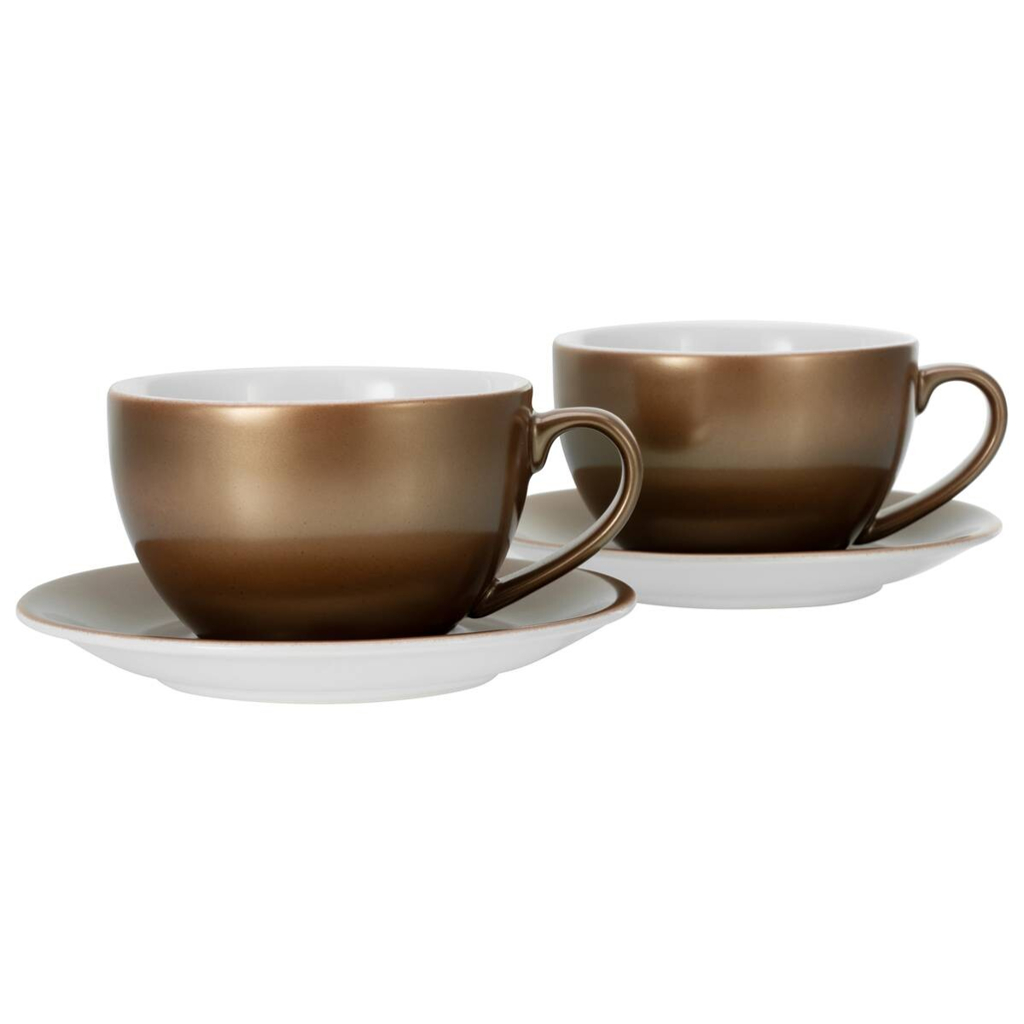 CreaTable Cappucinotassenset Golden Days gold Steinzeug 4 tlg.