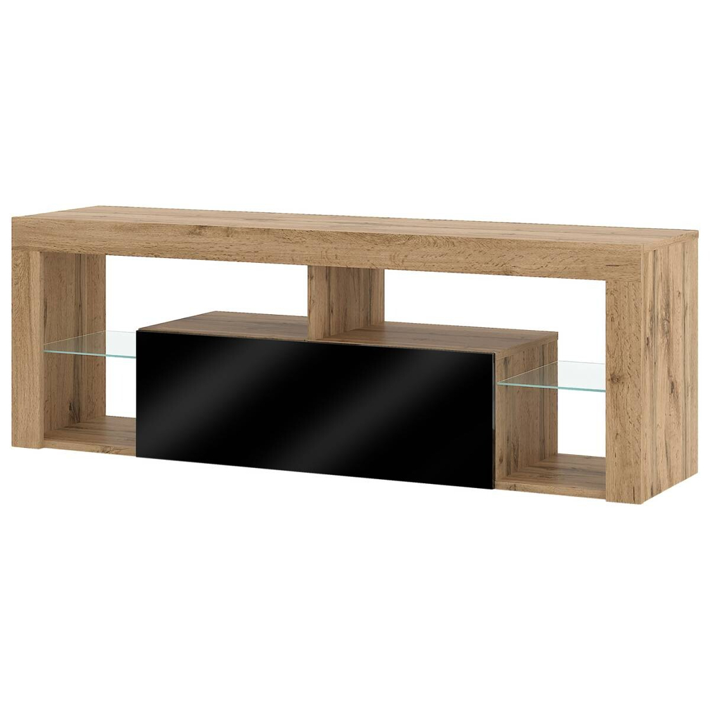 TV-Lowboard TV LOWBOARD Everest 140 Eiche Wotan Nachbildung schwarz glänzend B/H/T: ca. 140x50x35 cm