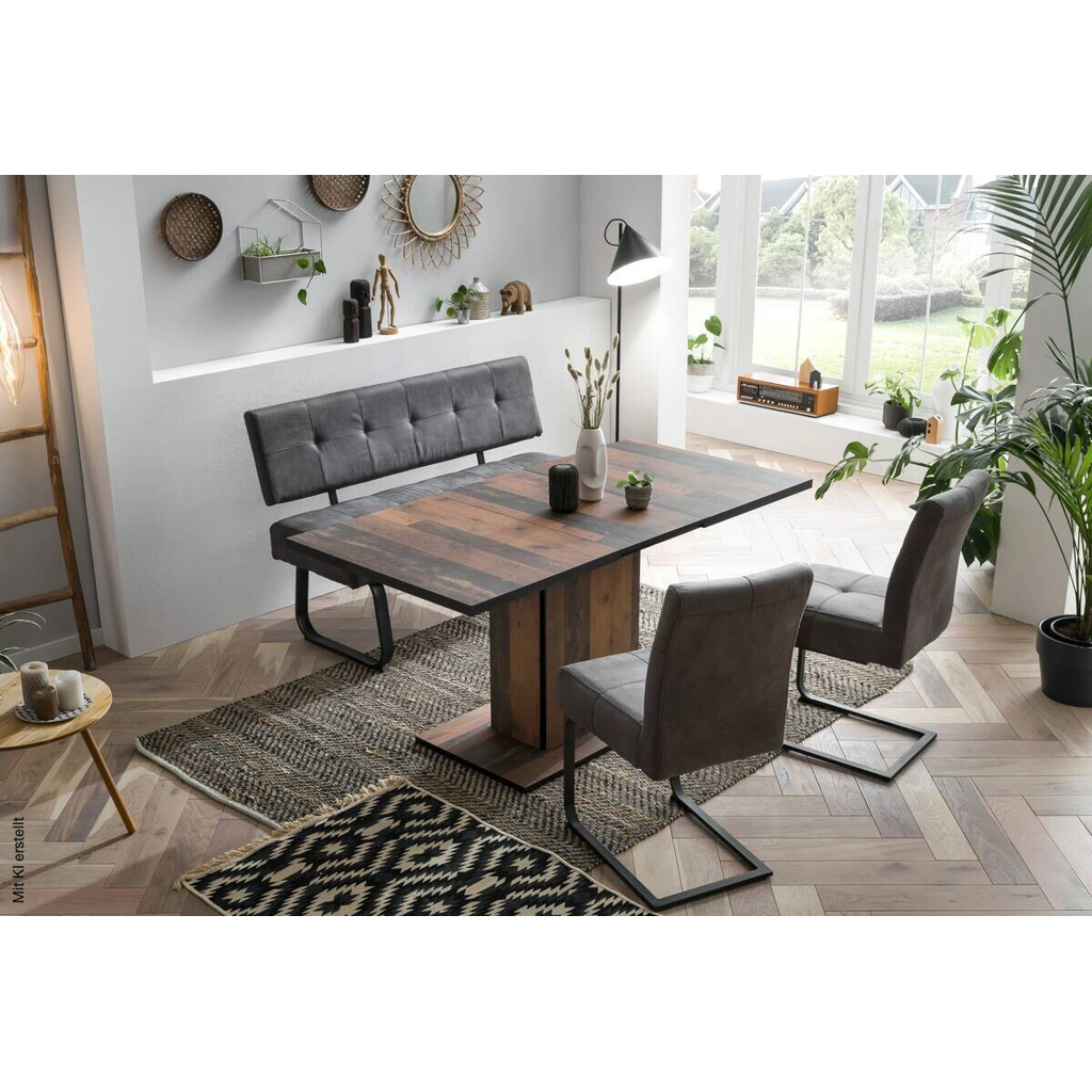Essgruppe Luise I anthrazit Microfaser B/H/T: ca. 160x76x80 cm