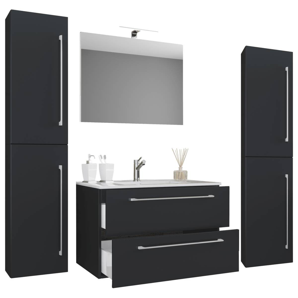 Waschplatz 5tlg-Badinos schwarz B/H/T: ca. 80x50x46 cm