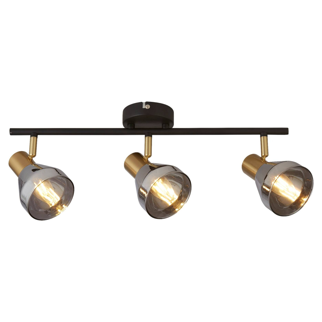 Searchlight Strahler Westminster messing schwarz Stahl Glas B/H/L: ca. 19x19,5x59 cm E14 3 Brennstellen