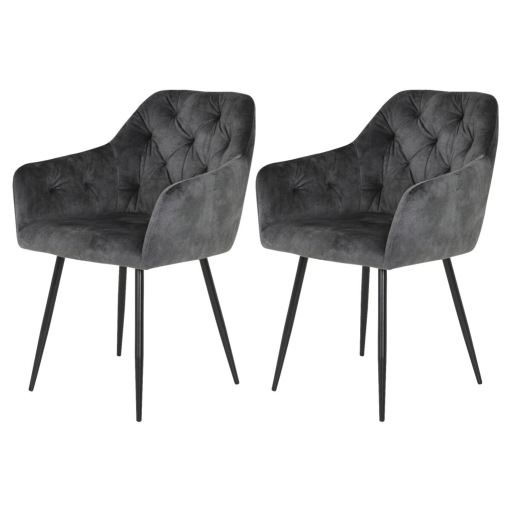 Stuhl Tina 2er Set anthrazit Vintage Samtoptik B/H/T: ca. 56x81x62 cm