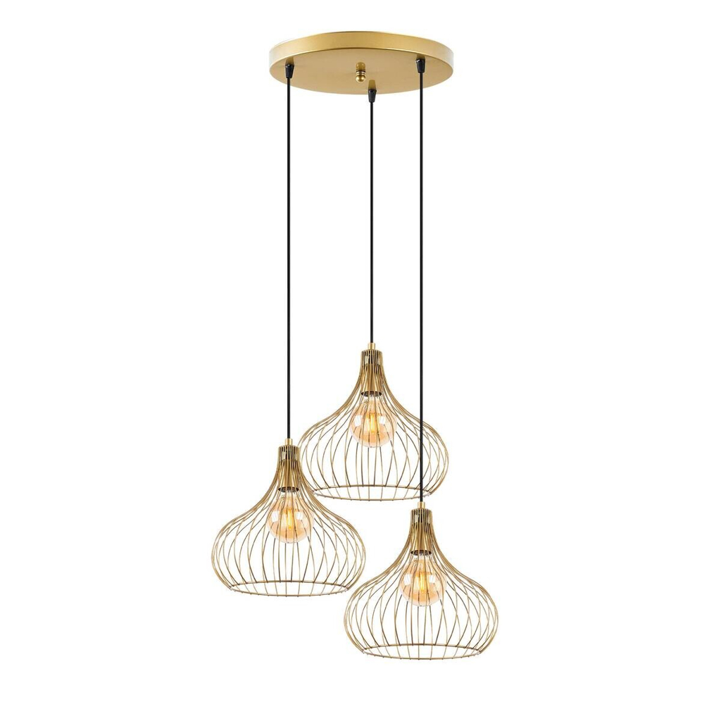 Opviq Pendelleuchte Teldamla-11930 gold B/H/T/L/D: ca. 47x120x47x47x47 cm E27 3 Brennstellen