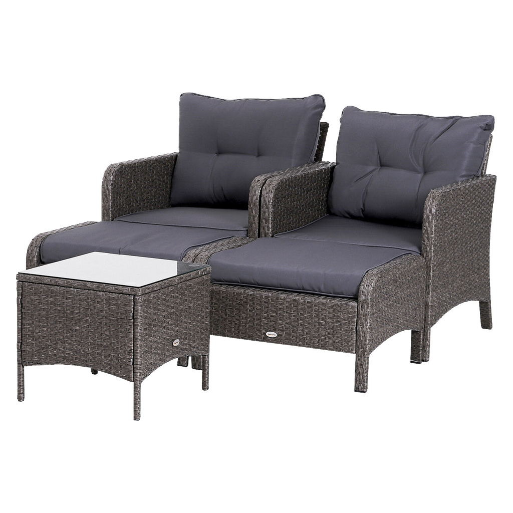 Outsunny Gartensitzgruppe dunkelgrau Polyrattan