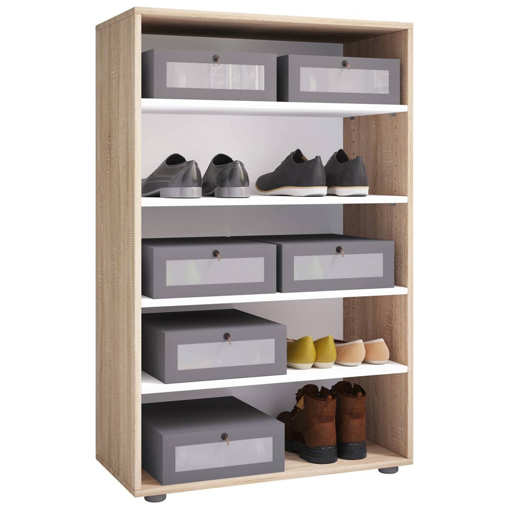 Schuhregal Lona Eiche Sonoma Nachbildung weiß B/H/T: ca. 70x110x37 cm