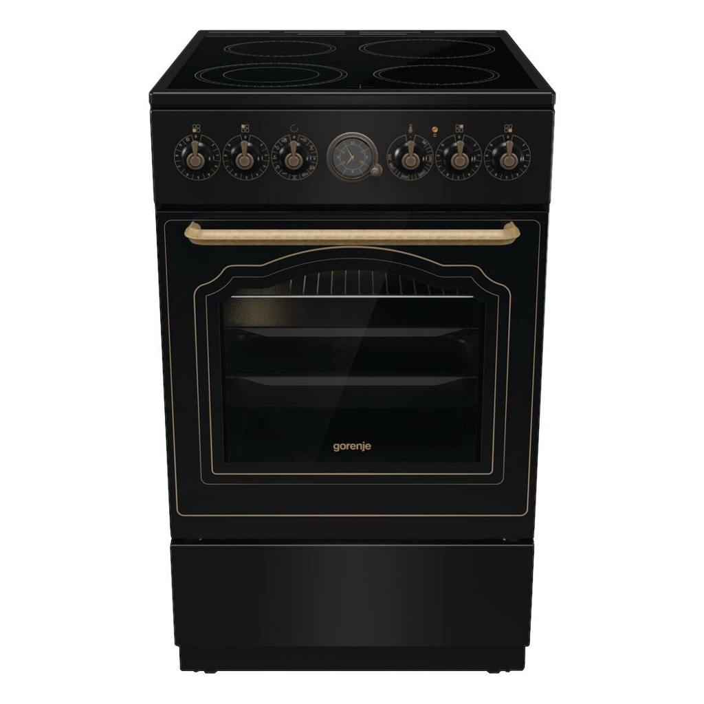 Gorenje Retro-Standherd 50cm mit Glaskeramikkochfeld GECS5B70CLB schwarz B/H/T: ca. 50x85x60 cm