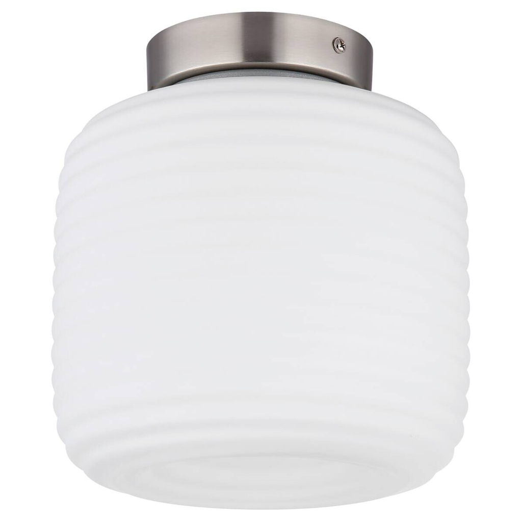 GLOBO Deckenleuchte nickel matt Opal Glas Metall H/D: ca. 21x20 cm 1 Brennstellen