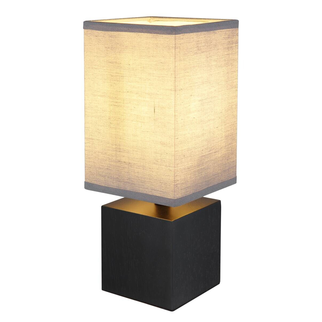 GLOBO Tischleuchte schwarz Holz B/H/T: ca. 12x30x12 cm E27 1 Brennstellen