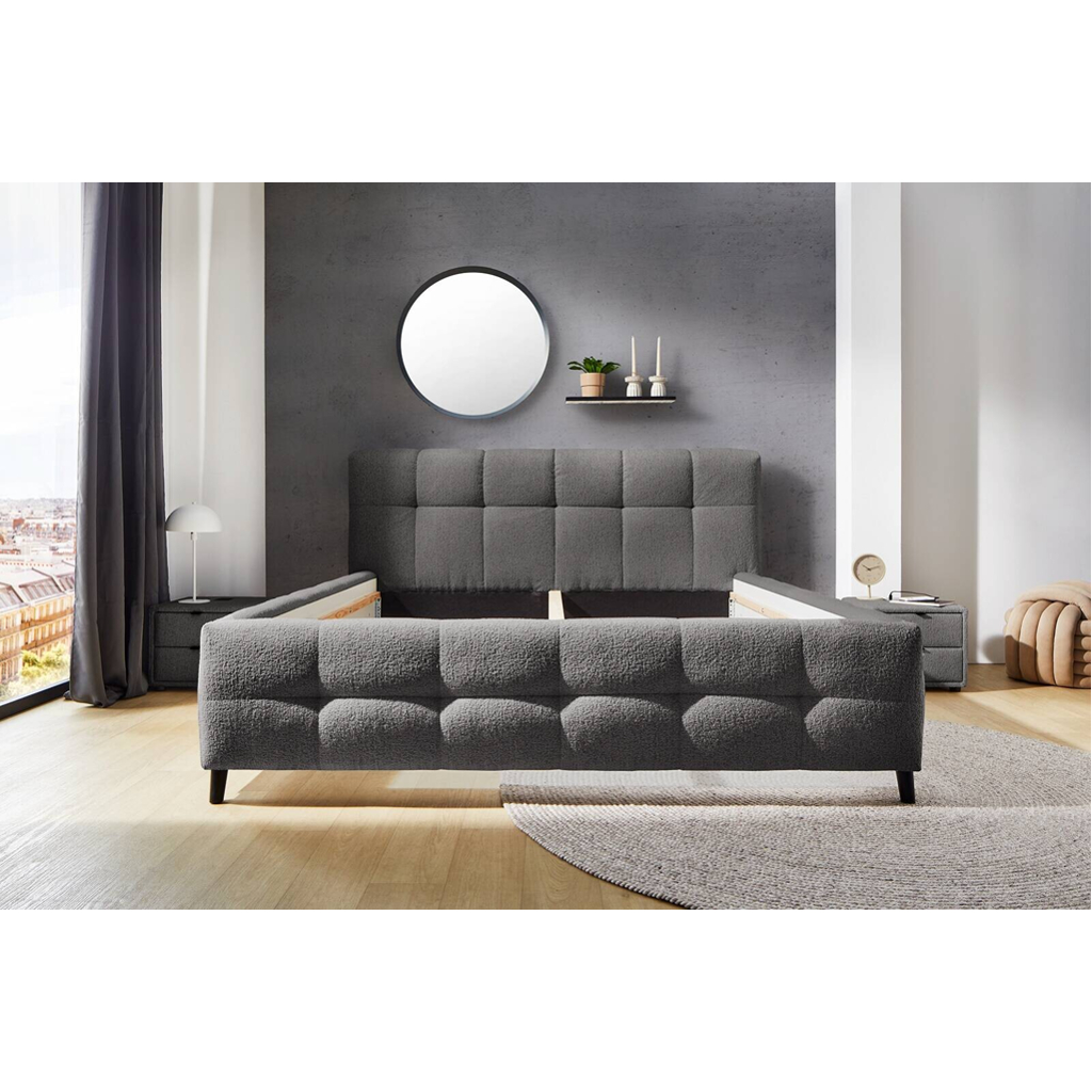 Polsterbettgestell  grau Polyester Liegefläche B/L: ca. 180x200 cm