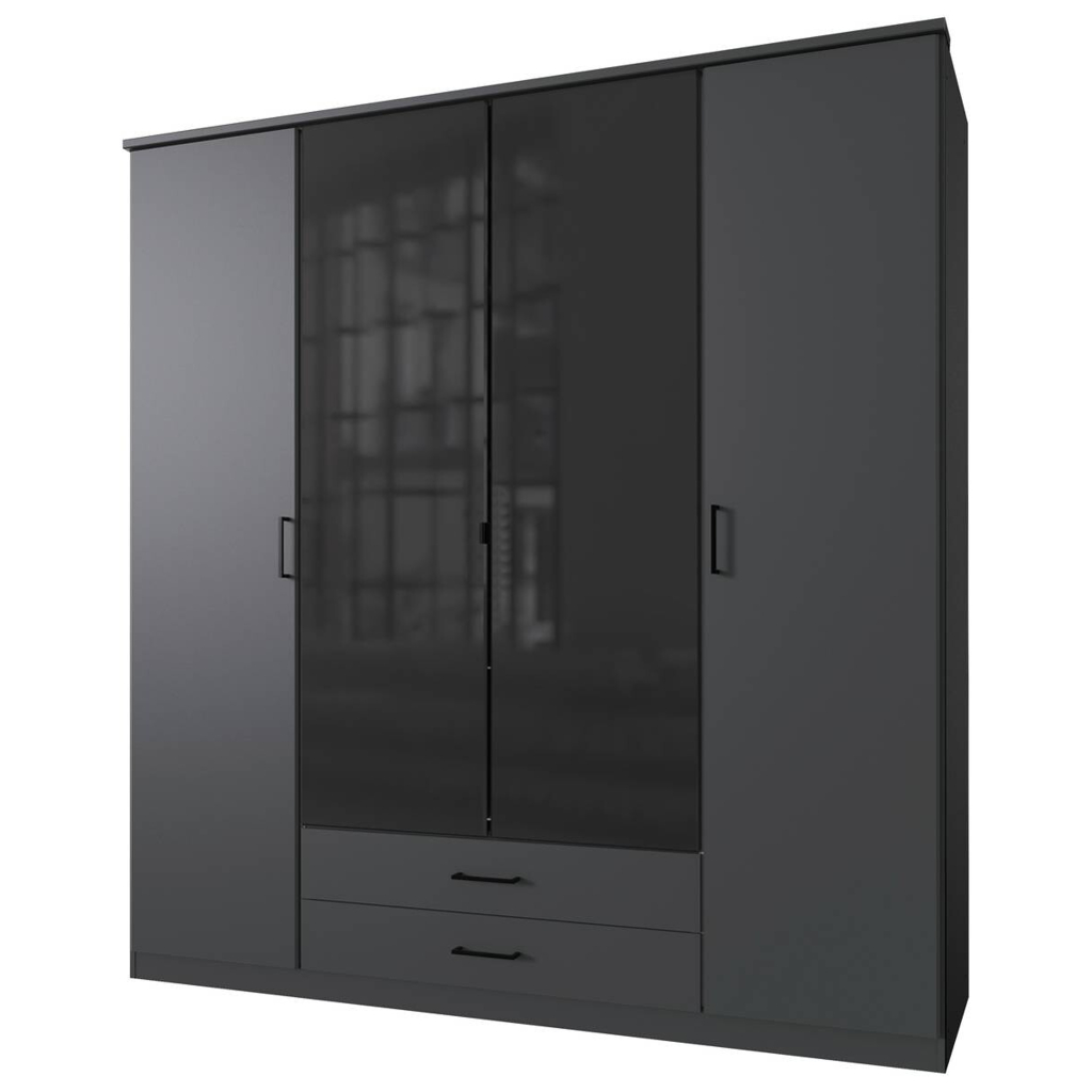Kleiderschrank Soest Graphit schwarz B/H/T: ca. 180x199x58 cm